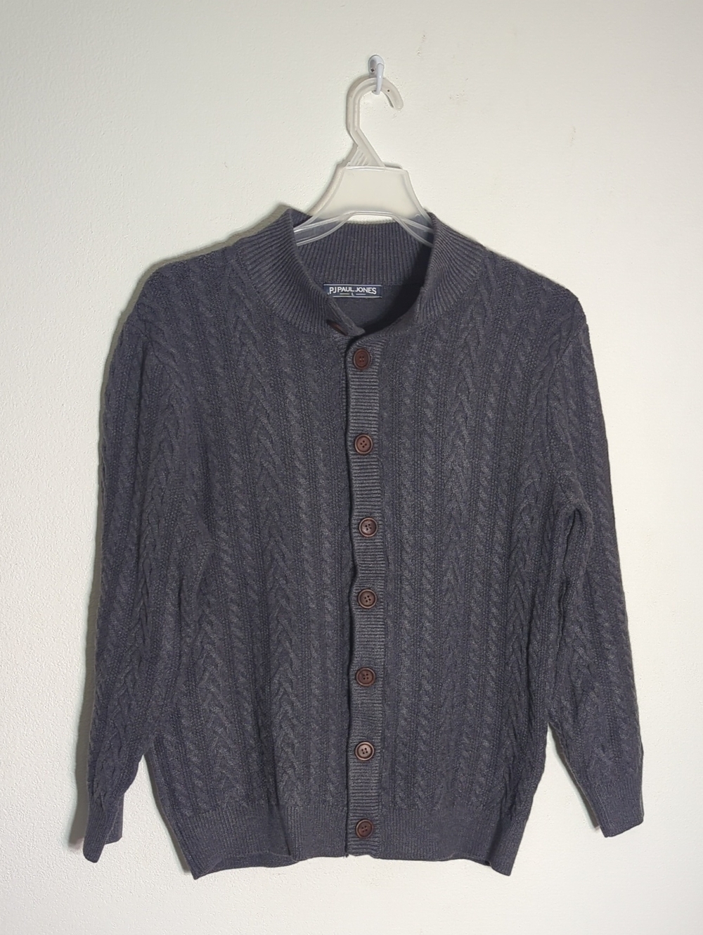 Mens Cable Knit Cardigan Sweater Fisherman Cosby Rogers Grandpa Preppy Large